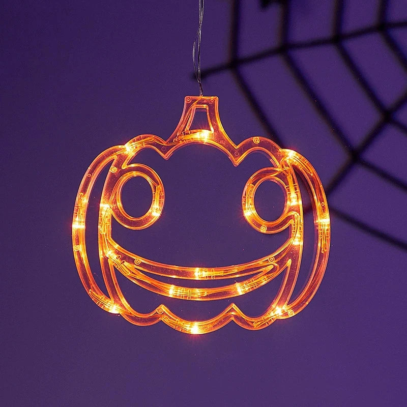 Halloween LED String Lights Ghost Pumpkin Spider Witch Hat Modeling Lamp with Suction Cup Festival Party Home Decoration