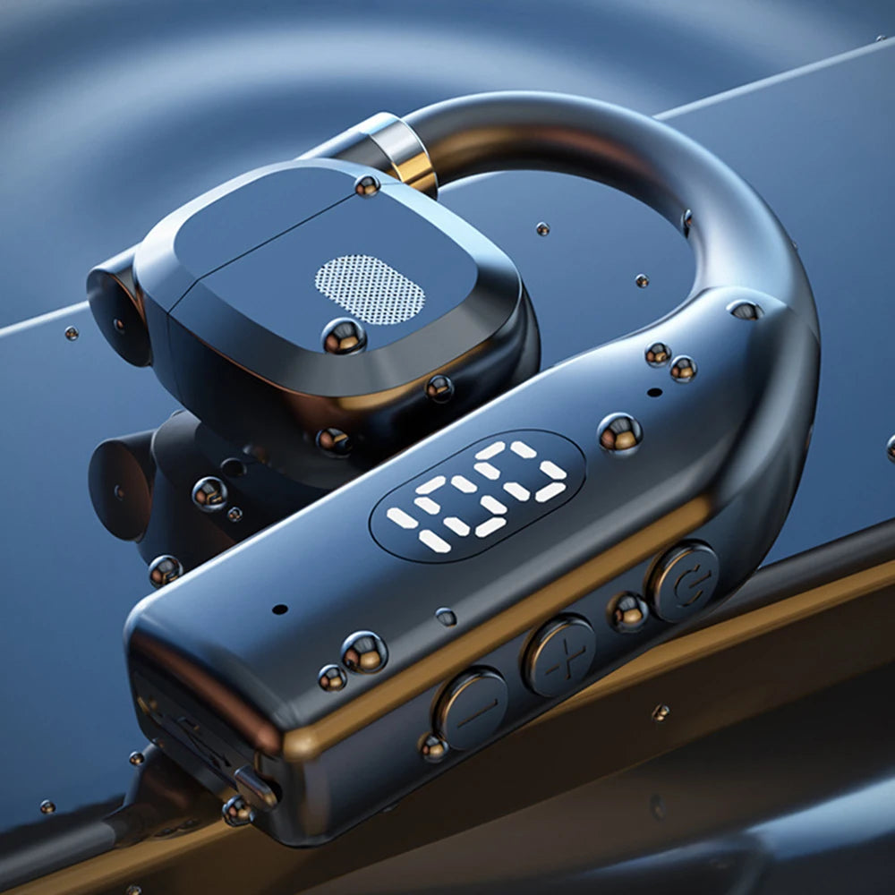 LED Single Earphones Long Standby Business Headphones Waterproof Mono Headset Outdoor Call Bluetooth 5.3 Wireless Earbuds