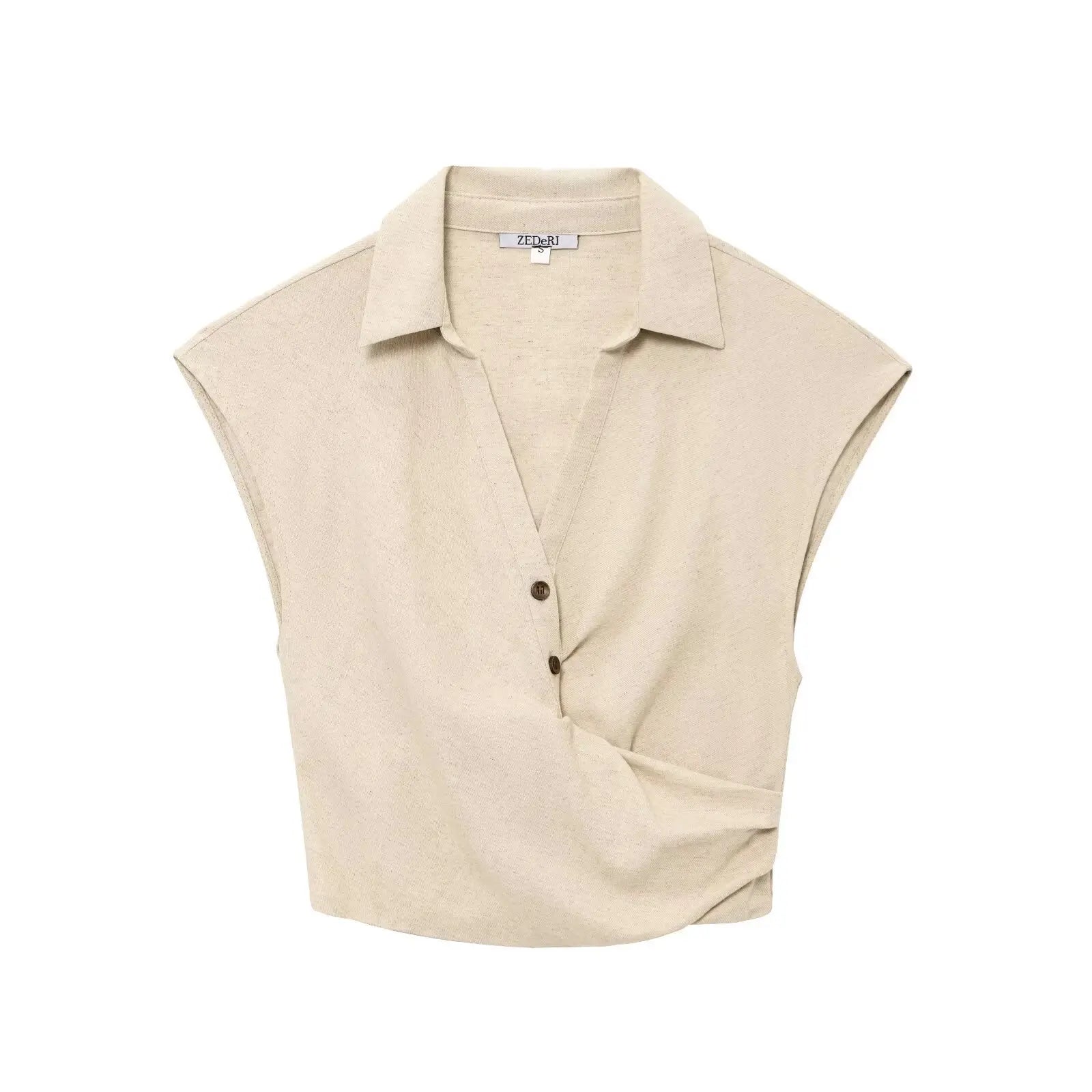 2025 New Women's Suit Summer Suit Casual Simple Multifunctional Pleated Lapel Sleeveless Short Top Paired with Buckle Slit Skirt