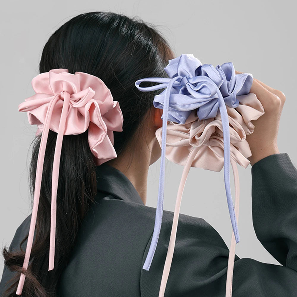 Bow Ribbon Hairbands Long Elastic Sweet Scrunchies Flowers Hair Tied Bands Head Rope Women Korean Girl Ponytail Hair Accessories