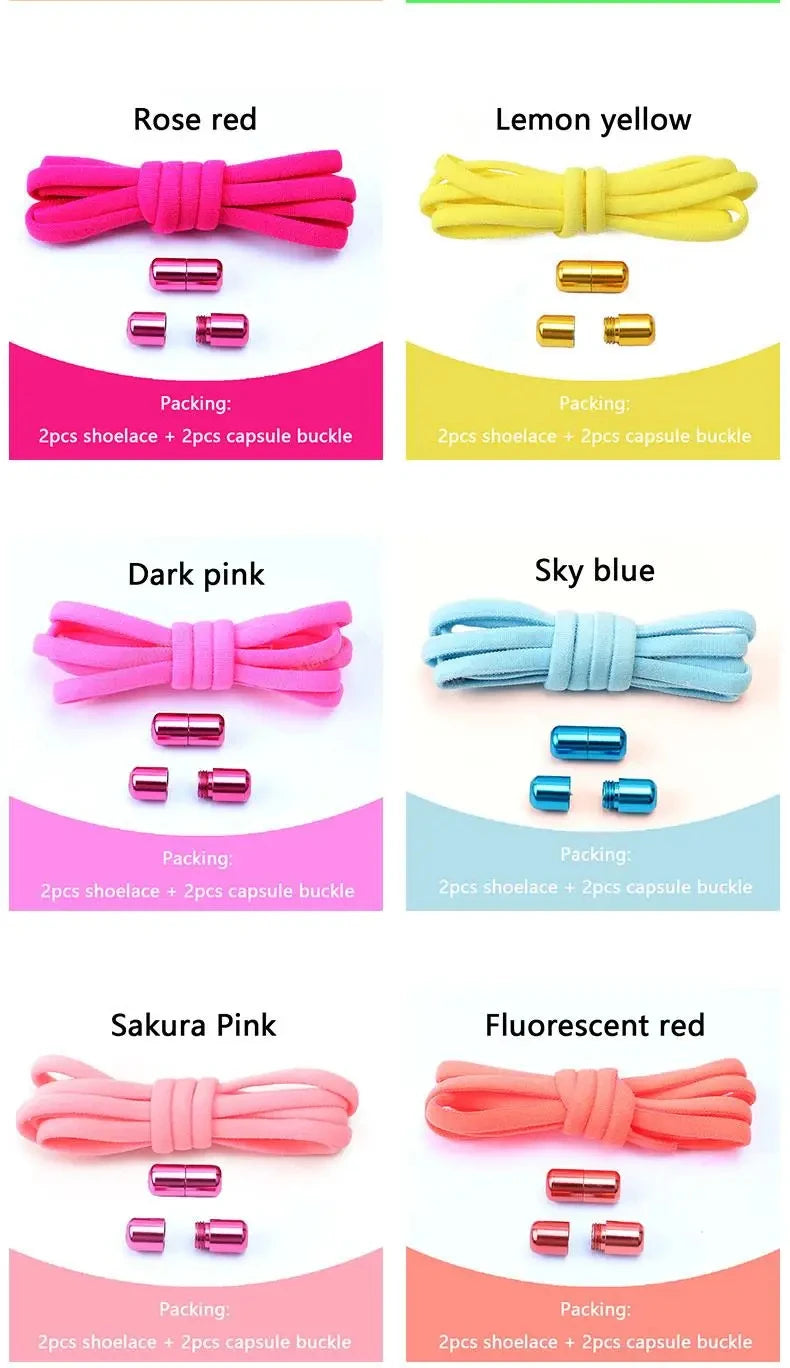 No Tie Shoelaces Semicircle Elastic Shoe Laces For Kids and Adult Sneakers Shoelace Quick Lazy Metal Lock Laces Shoe Strings