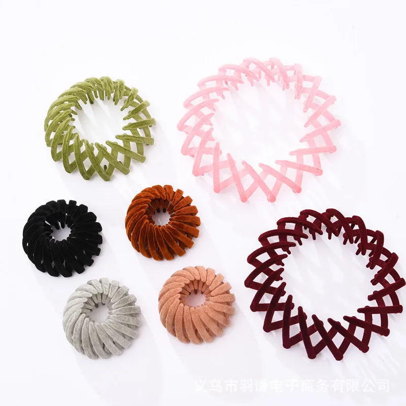Women Bun Hair Claw Velvet Bird Nest Expanding Hair Accessories Horsetail Buckle Hair Clips Female Ponytail New Headwear Hairpin