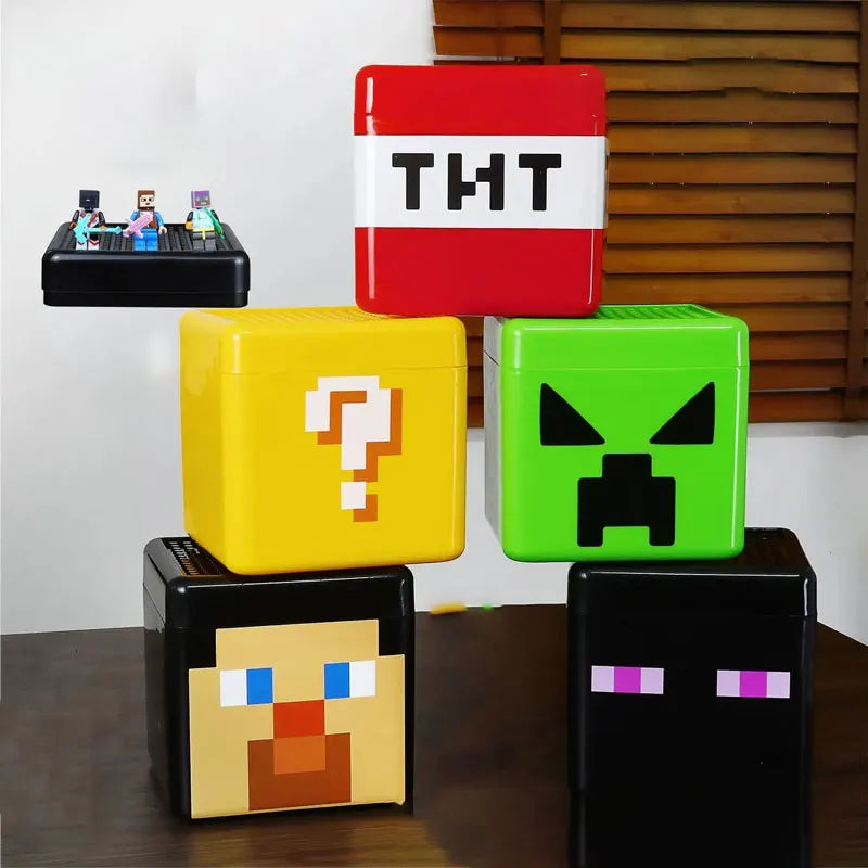 Kid Gifts TNT Storage Box Magnetic Building Block Desktop Toys Snack Block Storage Bucket Plastic Organizer Dust-proof Container