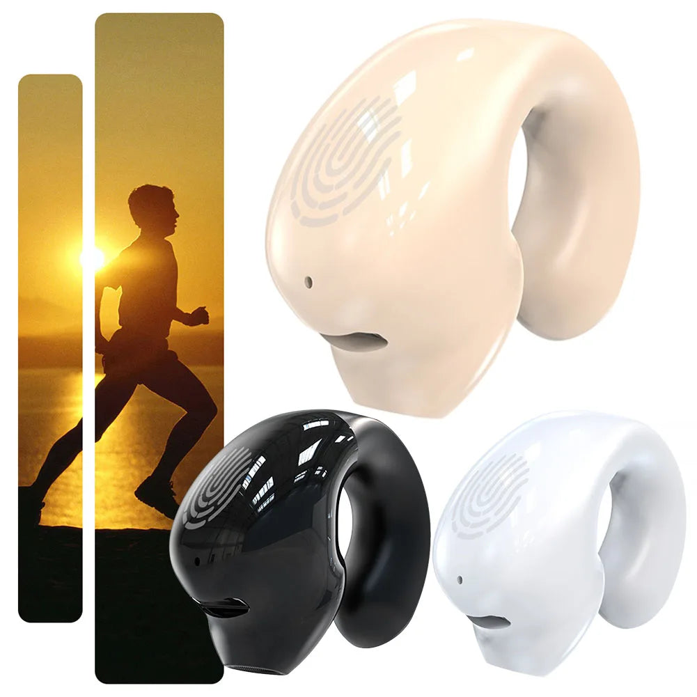 Wireless Clip On Headphones Bluetooth Headset High Definition Audio Quality Sports Earphones Noise Cancelling In-Ear Earphones