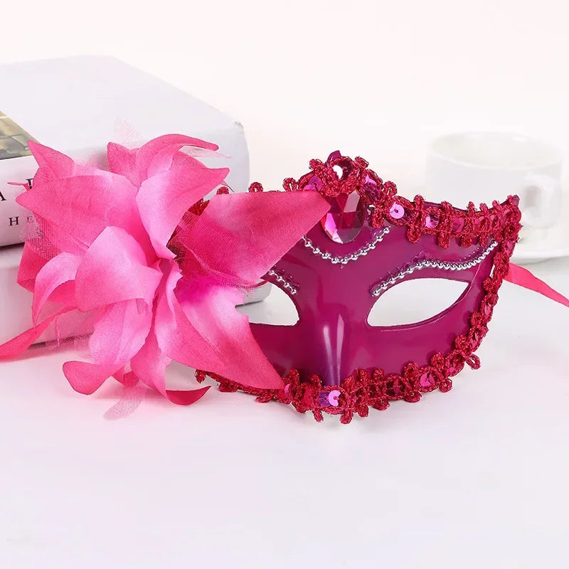 Halloween Princess Half Face Mask Mask Makeup Ball Lily Flower Mask Party Princess Sexy Half Face Mask Stage Performance Mask