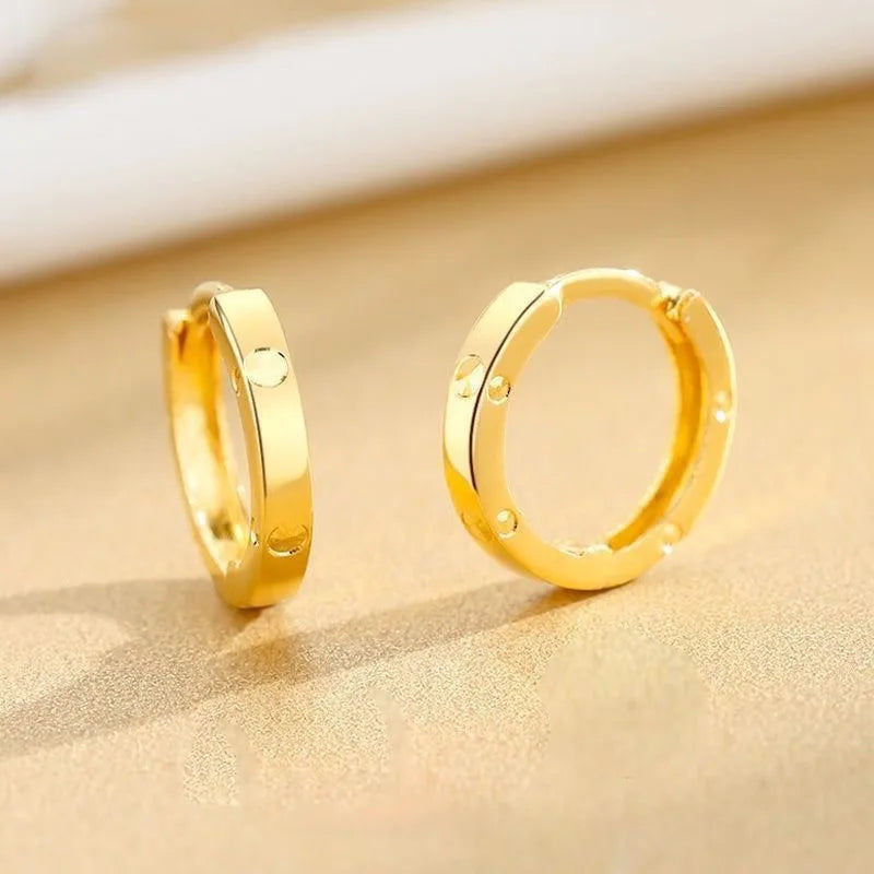18K Gold Earring for Women Earring Clip Clasp Design Simple Fashion Fine Jewelry Gift