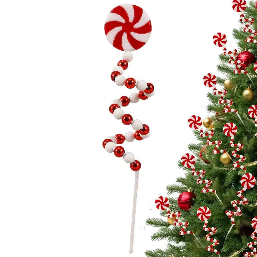 Christmas Candy Cane Decorations Christmas Tree Decoration Red White Lollipop Decoration Curved Candy Christmas Tree Stems Decor