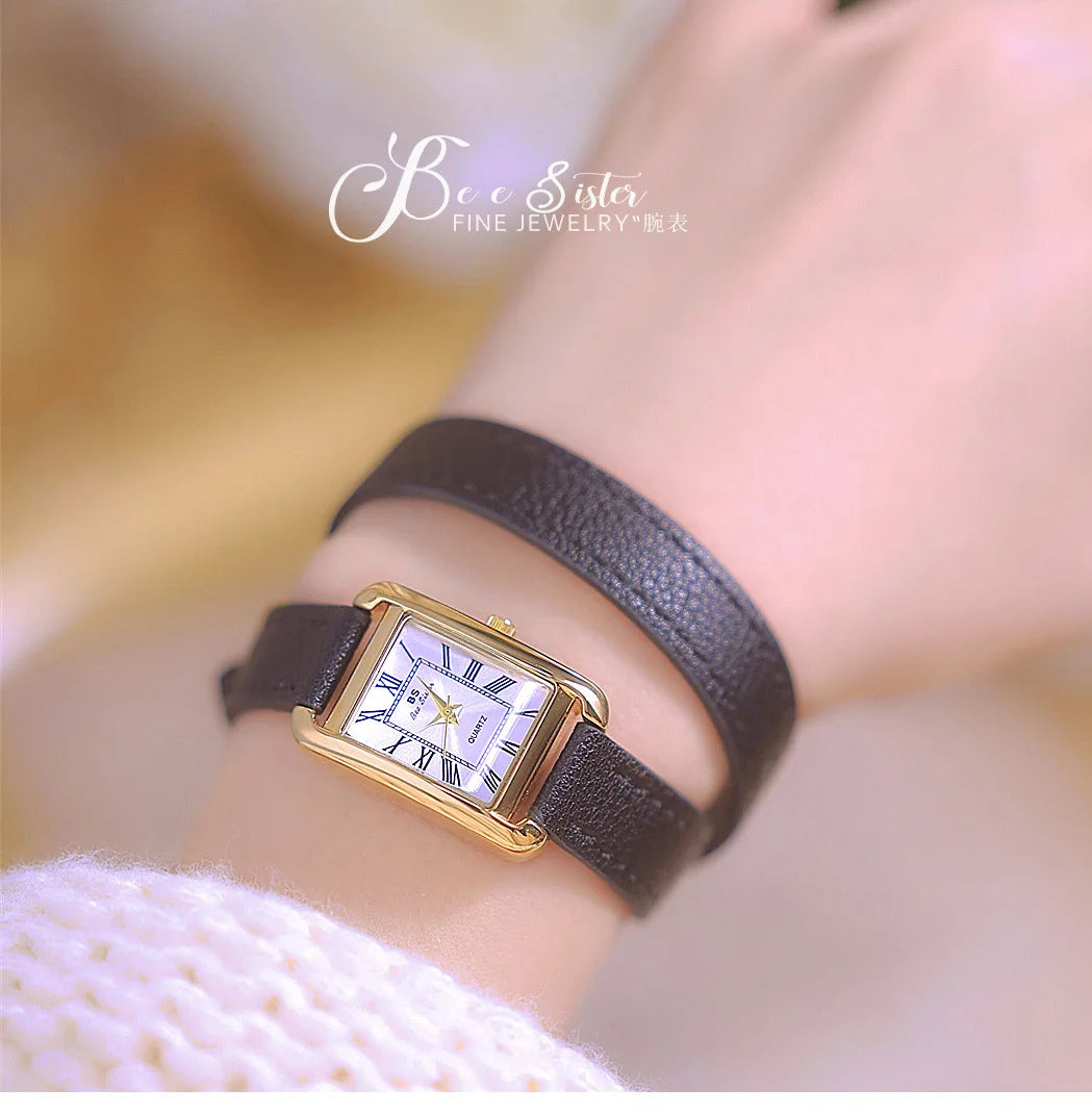 Women Watches 2025 Casual Vintage Leather Watch For Women Fashion Quartz Wristwatches Rose Gold Square Clock Gift For Girlfriend
