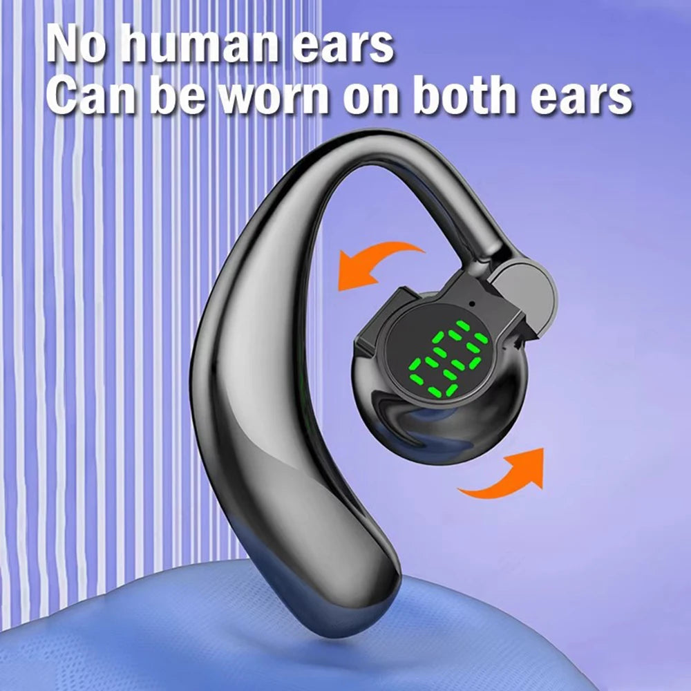 Wireless Headphones Bluetooth 5.4 Ear Hook Earphones with Microphone Handsfree HD Call Noise Cancelling Headset for Driving