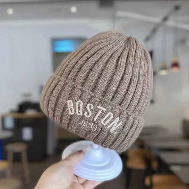 Winter Baby Hat Fashion Letter Pattern Knit Beanie Warm Cap for Infant Newborn Cold Weather Beanie Kid Accessories