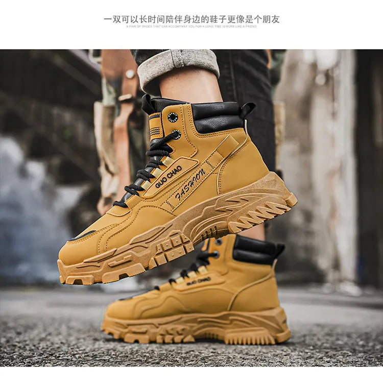 New fashionable and versatile work shoes, men's trendy and versatile thick-soled anti-slip casual boots