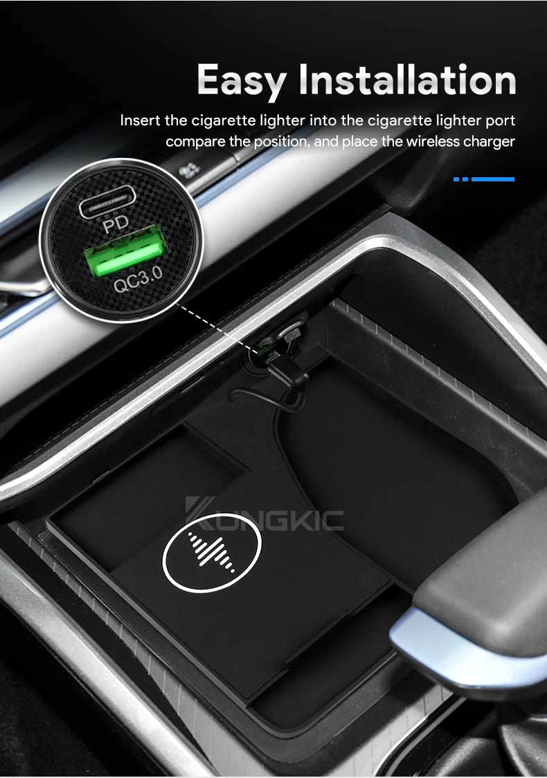 Car Wireless Charger Pad Stable Fast Charging For Geely Emgrand 2022-2025 Center Console Storage Box Trim Decoration Accessories