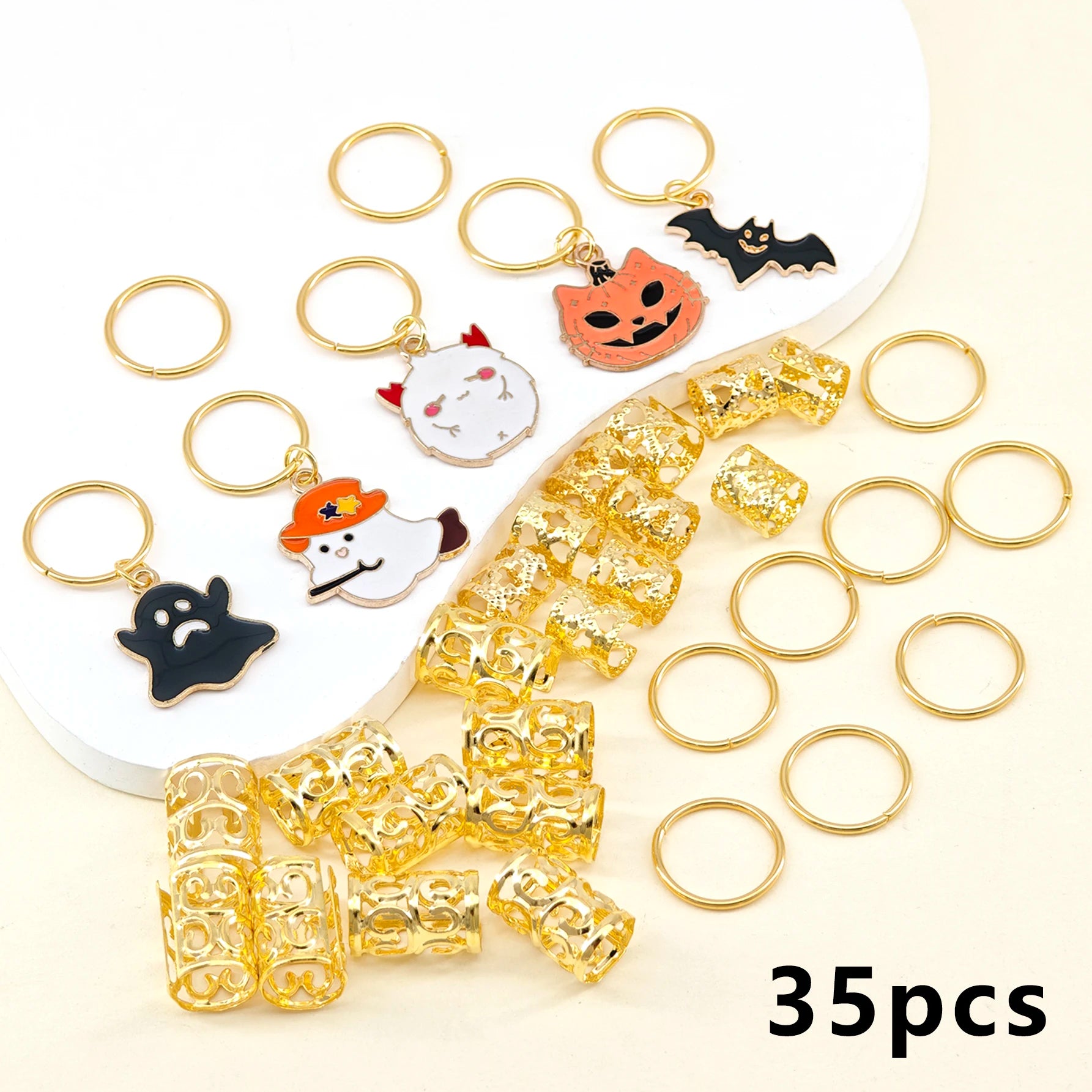 35pc Halloween Women Hair Accessories, Halloween Costume Hair Rings For Women, Halloween Costumes Holiday Essential