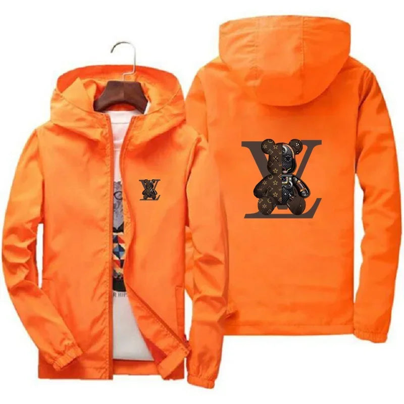 Men's jacket, large size 2025 autumn/winter high-quality fashionable jacket, new hooded windbreaker, fashionable print