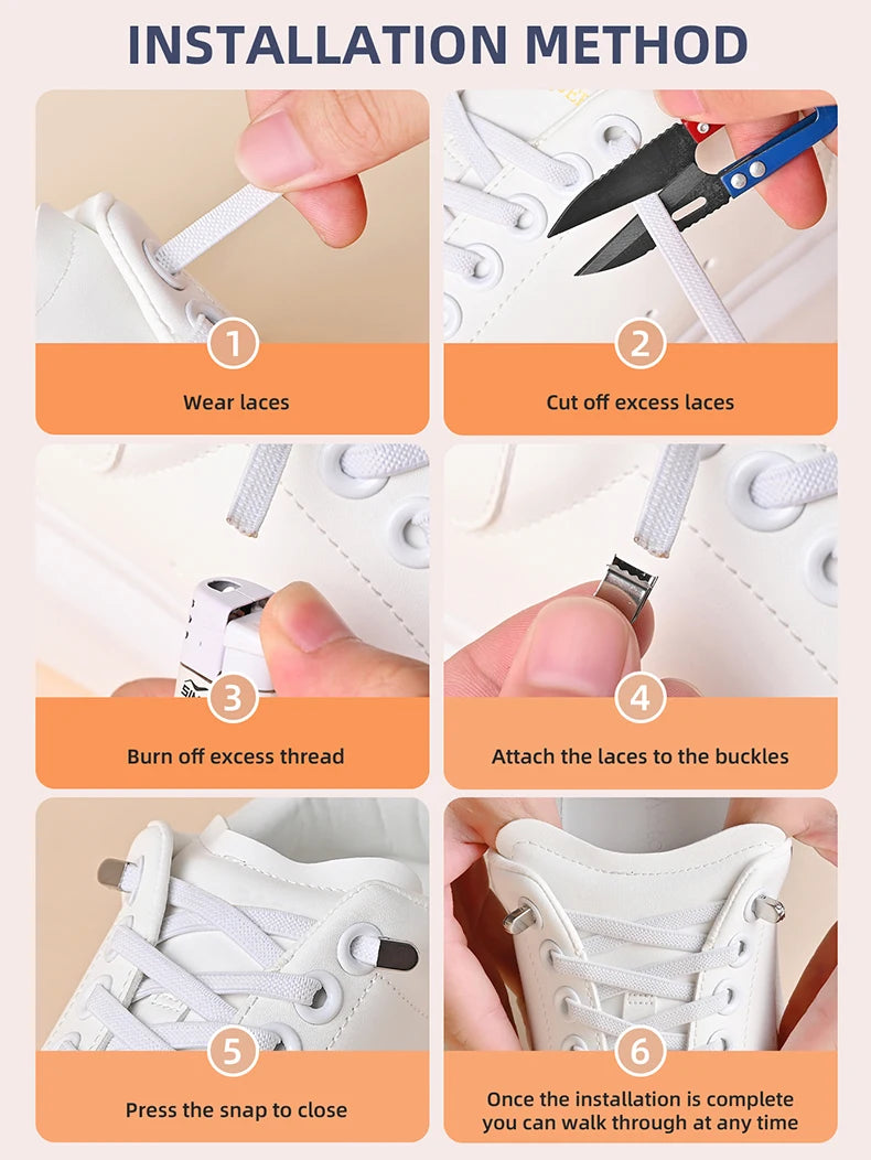 No Tie Shoelaces Elastic Outdoor Leisure Sneakers Quick Safety Flat Shoelace Kids And Adult Unisex Lazy laces