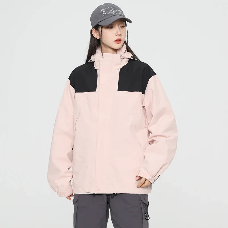 Outdoor Riding Jackets for Women Patchwork Waterproof Camping Coat Men Fishing Trekking Windbreaker Travel Jacket Women Clothing