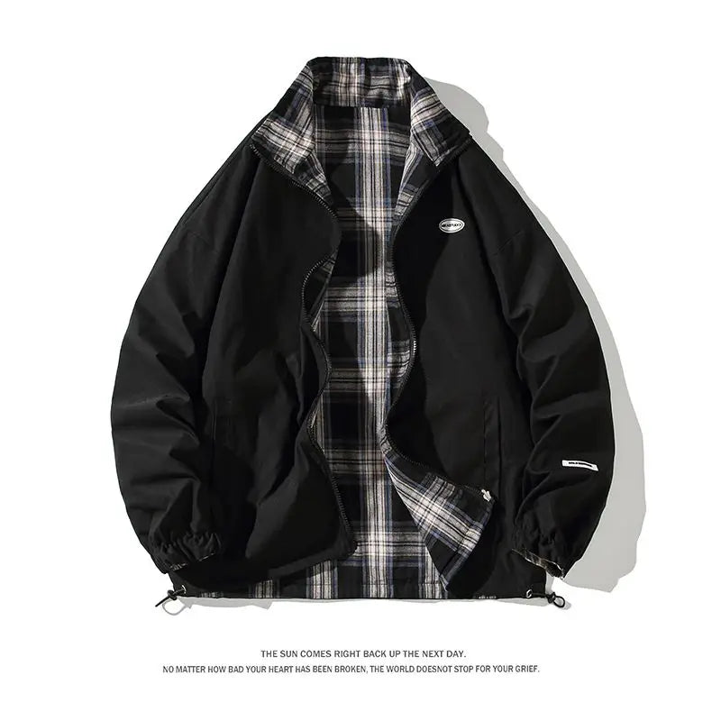 Bomber Jackets Women American Retro Chic High Street Casual Coats Reversible Turn-down Collar Fashion Newly Autumn Simple Loose