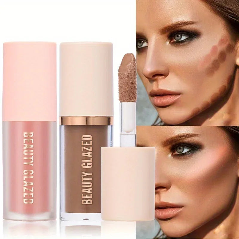 BEAUTY GLAZED 2Pcs/Set Liquid Blush,Long-wear Face Contouring,Easy to Sculpt the Face and Create a Lightweight Finishing Makeup