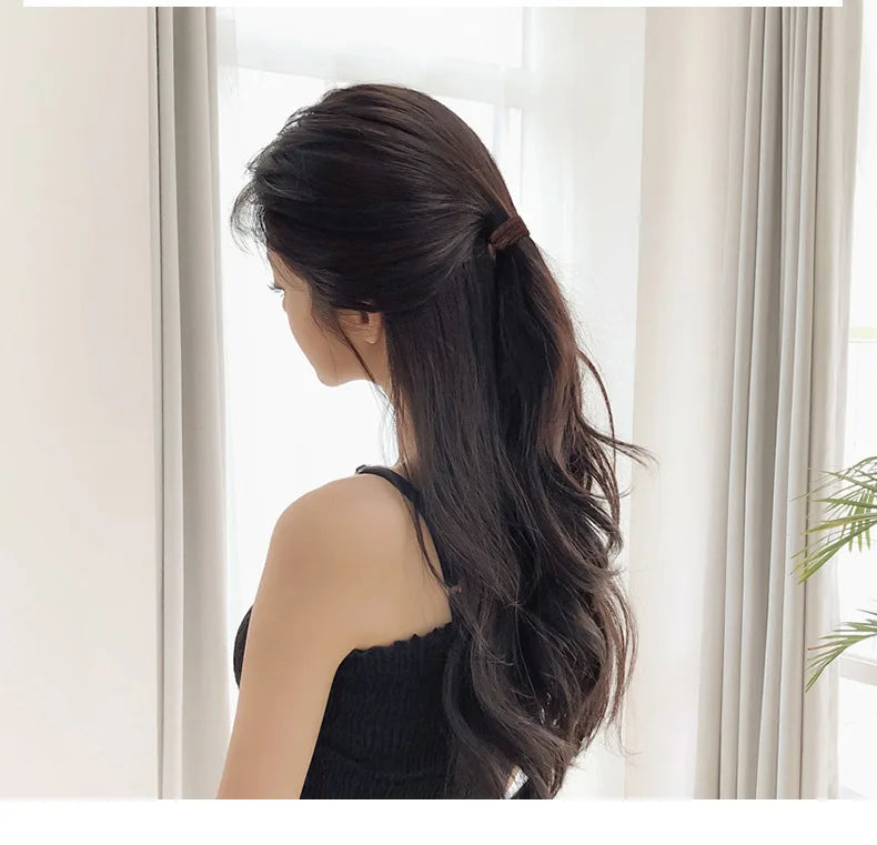 Four Seasons Women's High Elastic Simple and Fashionable Nylon LOOP Access Soft and Non Harmful Headband and Horsetail Hair Rope