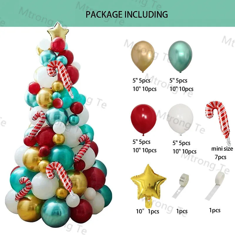 Christmas Decoration 2023 Balloon Red Green Arch Garland Kits Candy Balloons Santa Claus Merry Christmas Party New Year Decor