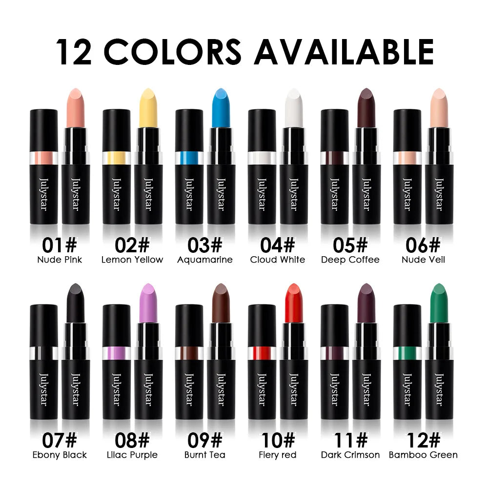 12 Color Halloween Makeup Kit, Face Body Paint & Matte Lipstick, Cruelty Free Lip Palette for Halloween Party Cosplay Costume