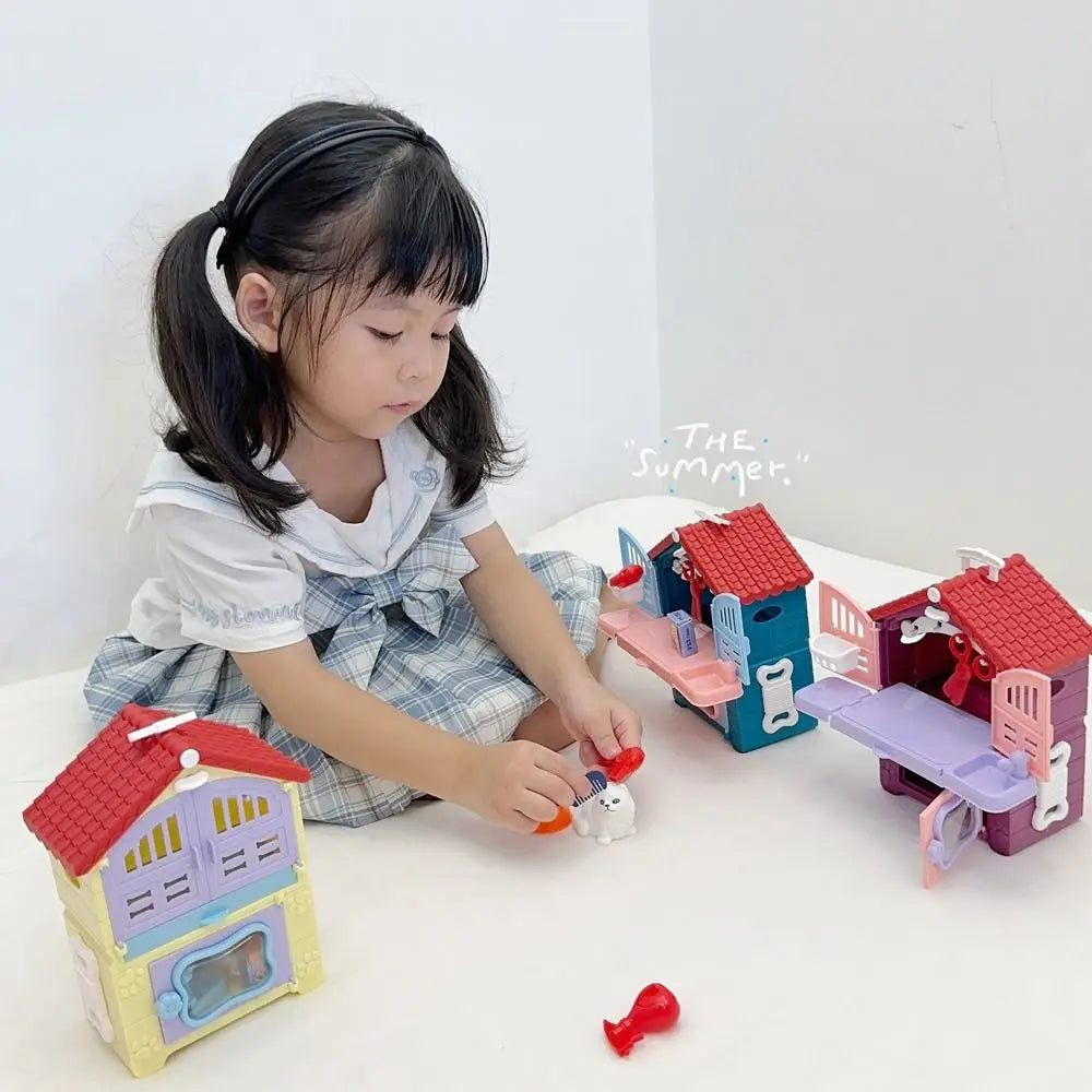 Children's Toys Puppy Cat Scene Playing Toys Merchant Supermarket Play House Toy Mini Cute Pretend Toys Party Supplies