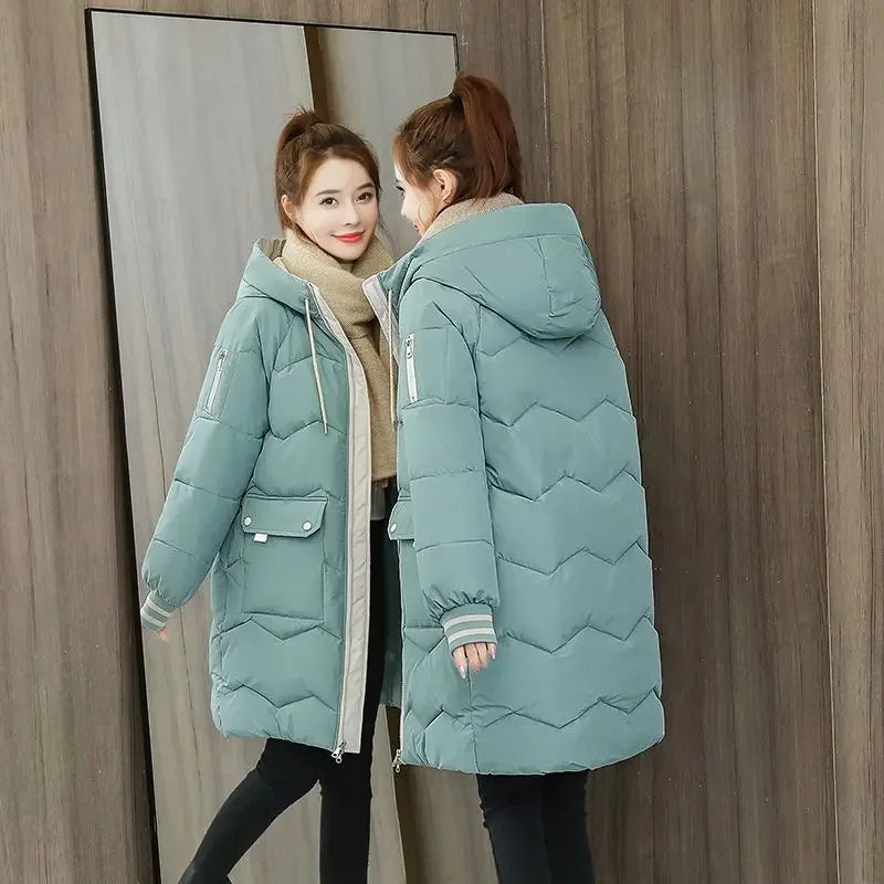 Winter Women Jacket Coats Long Parkas Female Down Cotton Hooded Overcoat Thick Warm Jackets Windproof Casual Student Coat