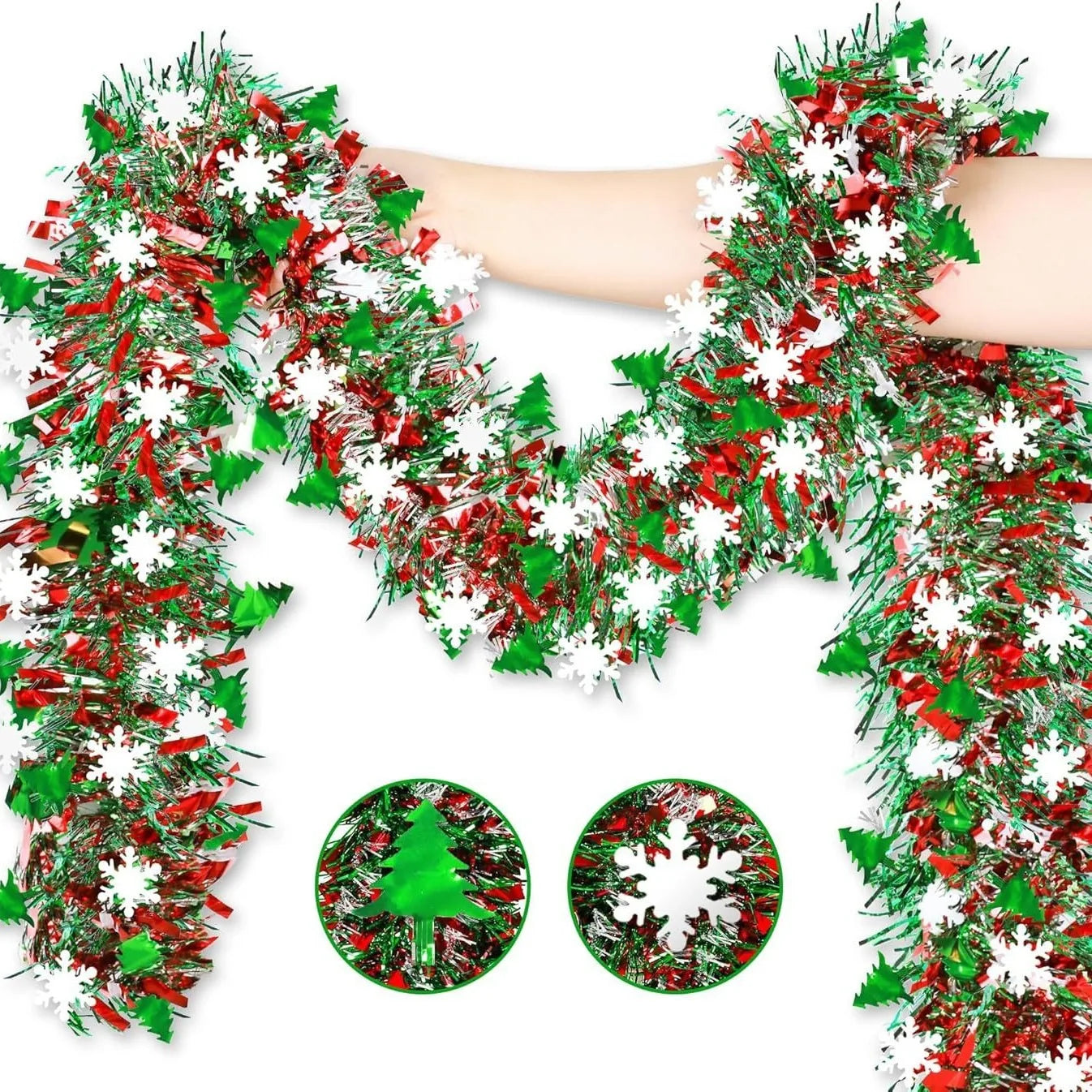 Christmas Tree Ribbon Garlands Xmas Tree Snowflake Banner Stair Railing Noel Ornaments Merry Christmas Decors For Home