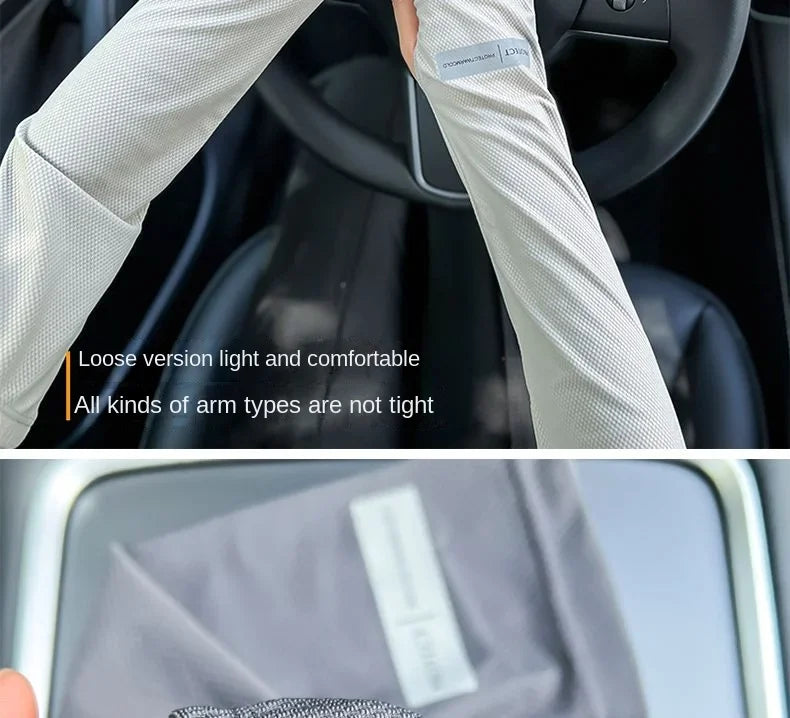 Large Size Ice Sleeves for Men's Sun Protection Japanese Summer Outdoor UV Protection Loose Arm Sleeves Driving Outdoor Gloves
