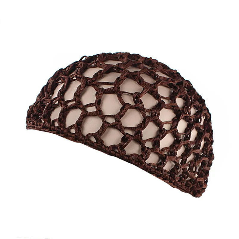Women Mesh Hair Net Crochet Cap Rayon Knit Snood Hat Thick Short Hairnet Sleeping Night Cover Turbans Styling Tool Accessories