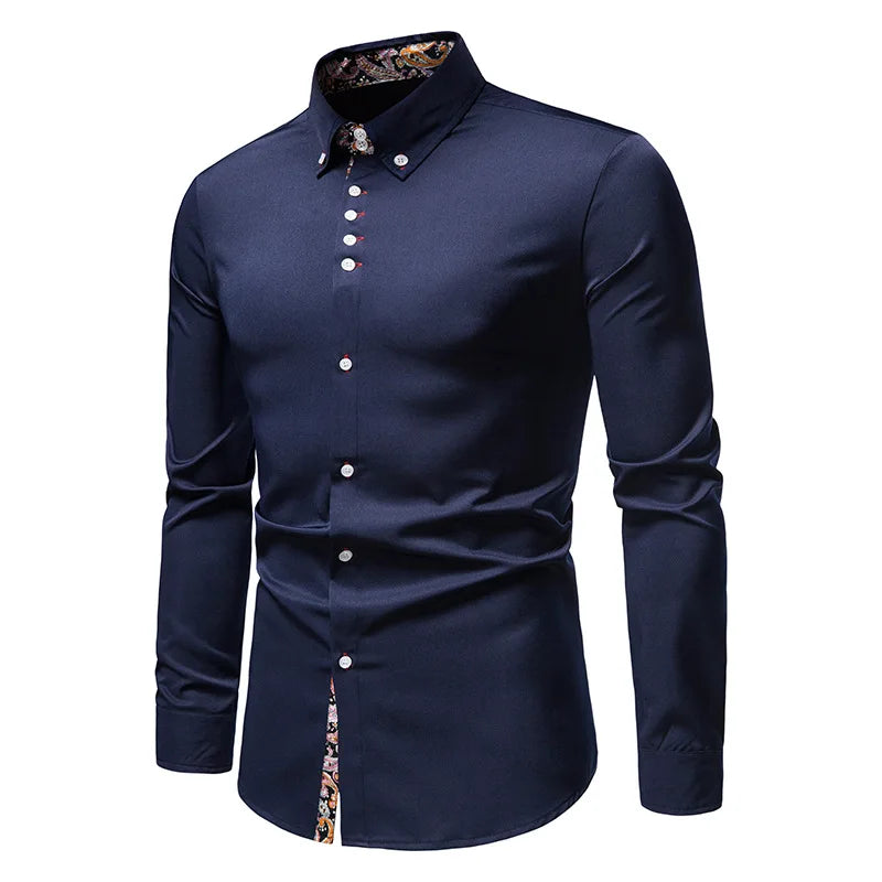 Men's Shirt with Collar White Shirts Man Long Sleeve Men's Shirts Mens Polo Shirts for Men Famous Brands Camisa Social Masculina