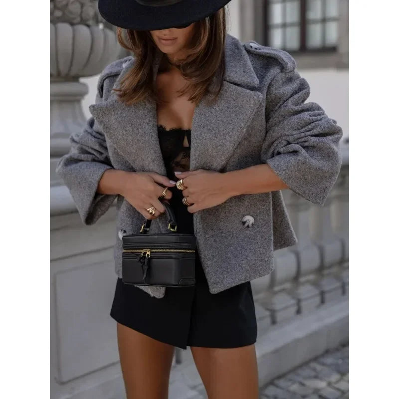 Women's Autumn and Winter New Fashionable British Women's Suit Jacket Ladies Elegant Solid Color Woolen Women's Small Jacket