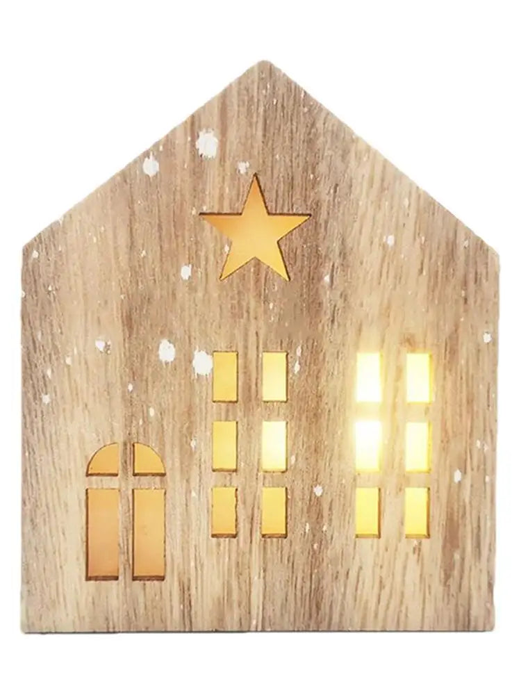 Christmas Wooden House Decor Creative House Shape Light Up Hanging Ornament Christmas Party Supplies Indoor Home Decoration