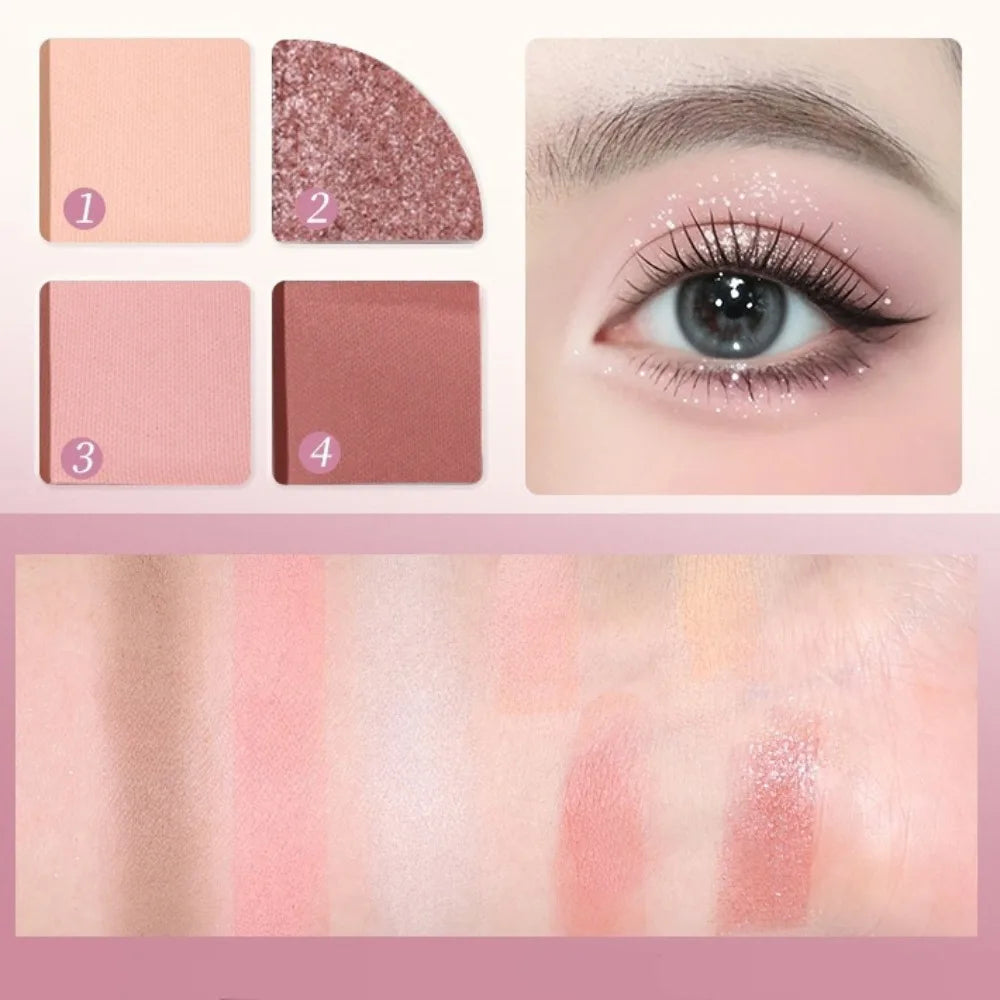 Beauty Brighten Eye Shadow Cosmetics Blush Shading Powder Highlighting Powder Disc with Mirror Art 7 Color Face Palette Party