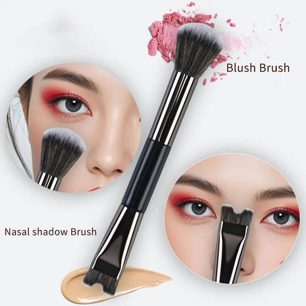 2 in 1 Dual-Ended Nose Contour U-Shaped Makeup Brush Makeup Brushes Foundation Loose Powder Blending Blush Brush Makeup Tool