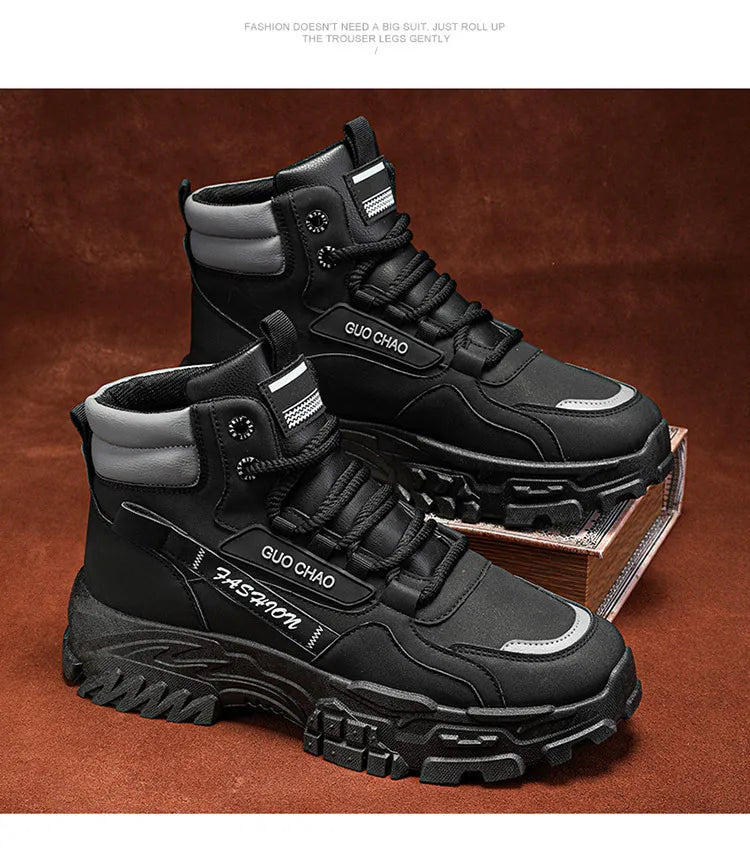 New fashionable and versatile work shoes, men's trendy and versatile thick-soled anti-slip casual boots