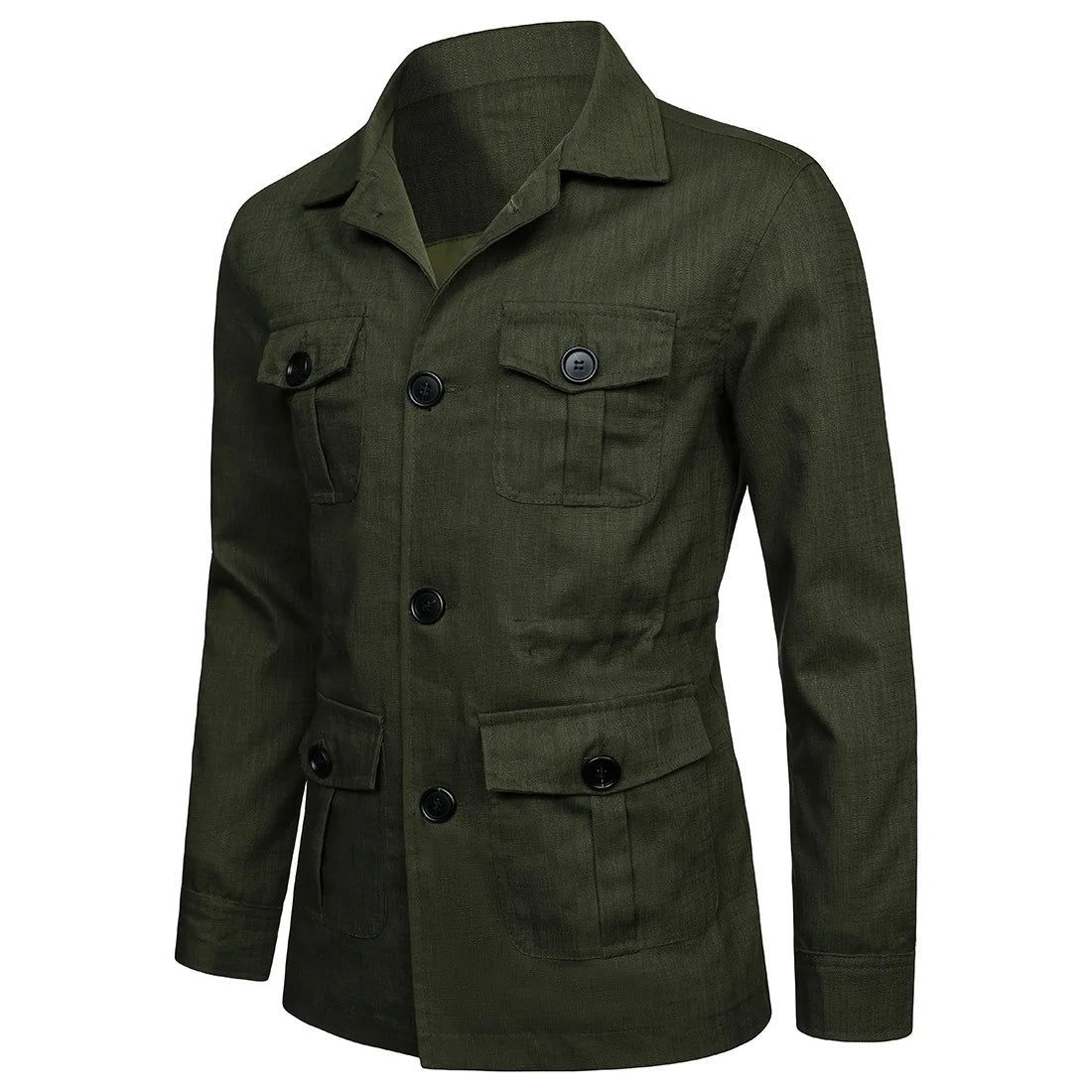 Mens Coats Safari Jacket Linen British Retro Gentry Suit Pockets Outerwear Fashion Solid Color Male Tops Ropa Hombre