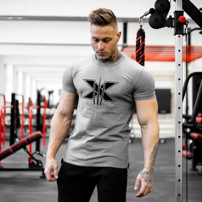 Tshirt for Men Bodybuilding  Graphic T Shirts Workout Fitness Men Clothing Short Sleeve Shirt Street Wear