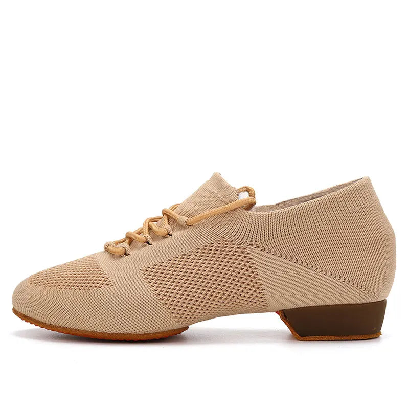 Women Dance Shoes Knitted Teacher Shoes Soft sole Low Heel Latin Training Shoes Ballet Dance Shoes Jazz Ballroom Sneakers Girls