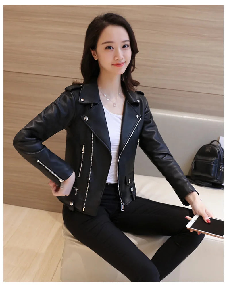 Women's Leather Jacket 2025 Autumn Korean Short Slim Bomber PU Jackets Female Zipper Windbreaker Blazer for Women Streetwear