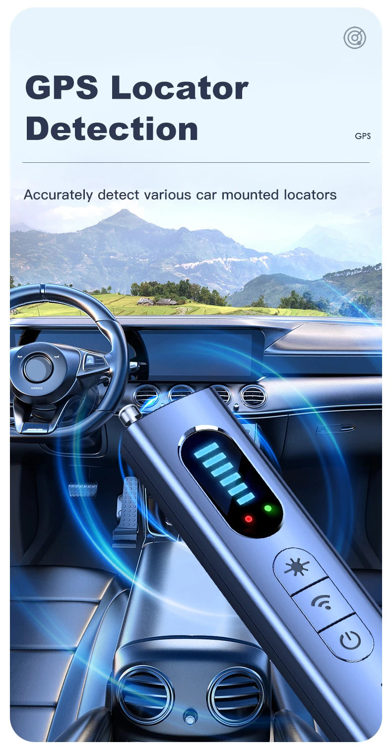 Hidden Camera Detector Anti-Spy Car GPS Tracker Listening Device Bug RF Wireless All Signal Scanner Gadget Security Protection