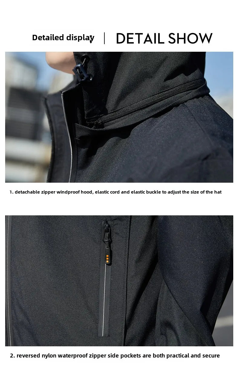 Men's jacket 2025 new jacket Spring and Autumn American slim fit trendy brand heavyweight hooded workwear casual assault jacket