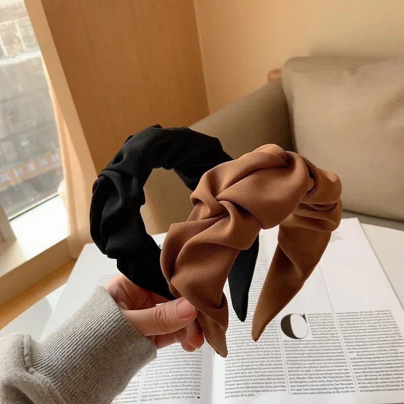 2023 New Fashion Women Girls Hair Accessories Wide Side Classic Hairband Solid Color Casual Headband Adult Headdress