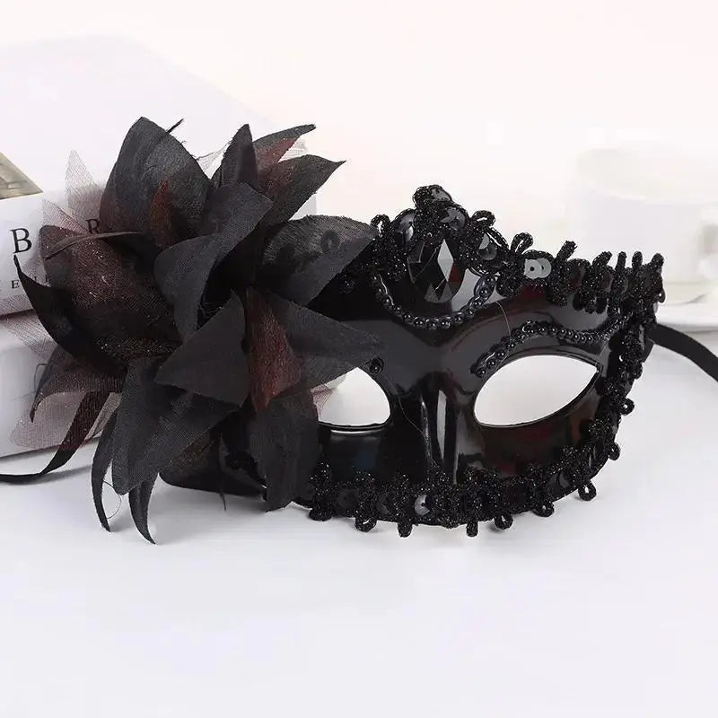 Halloween Princess Half Face Mask Mask Makeup Ball Lily Flower Mask Party Princess Sexy Half Face Mask Stage Performance Mask