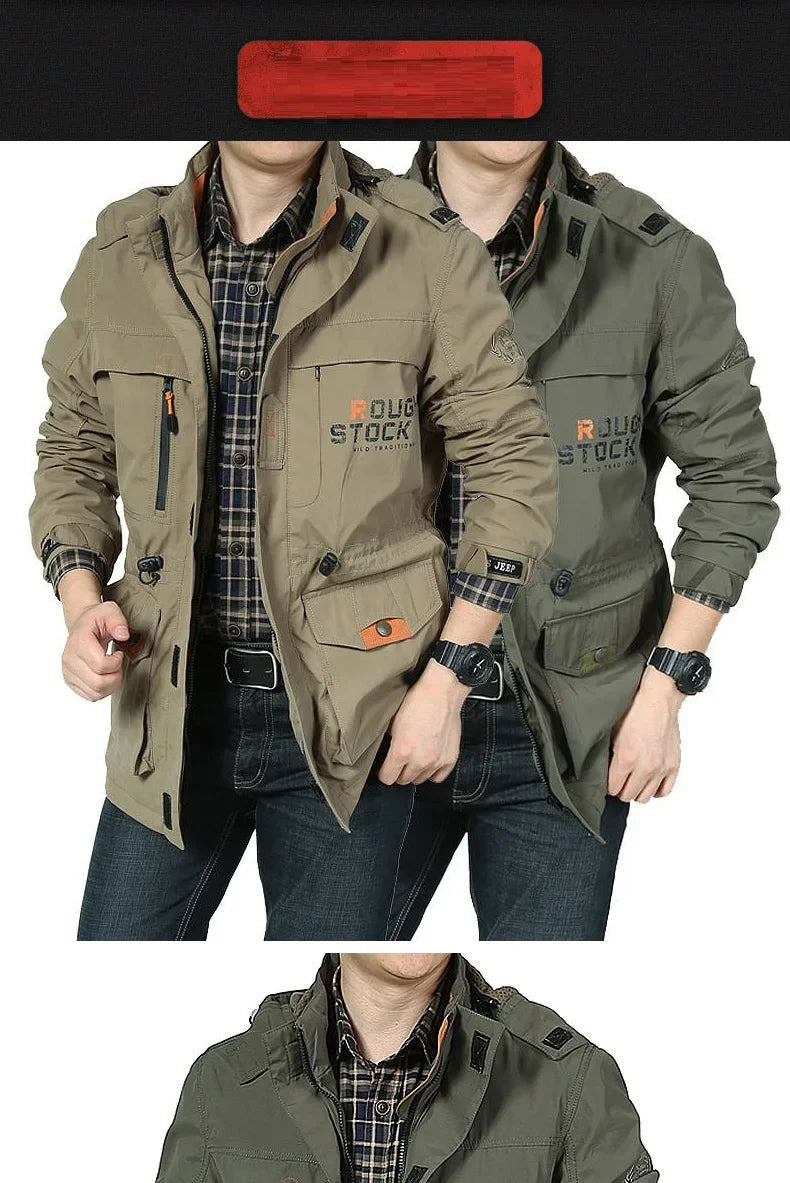 Men Cargo Hooded Casual Military Jacket Men Fashion Windproof Bomber Mens Jacket New Winter Windbreaker Pilot Coat Men Clothing