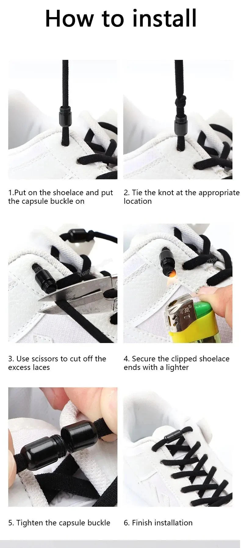 No Tie Shoelaces Semicircle Elastic Shoe Laces For Kids and Adult Sneakers Shoelace Quick Lazy Metal Lock Laces Shoe Strings