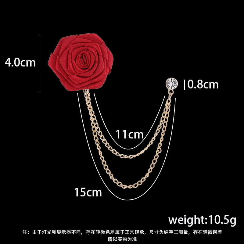 New Men And Women Emcee Pectoral Accessories Suit Accessories Encrypted Rose Brooch Tassel Chain H1305