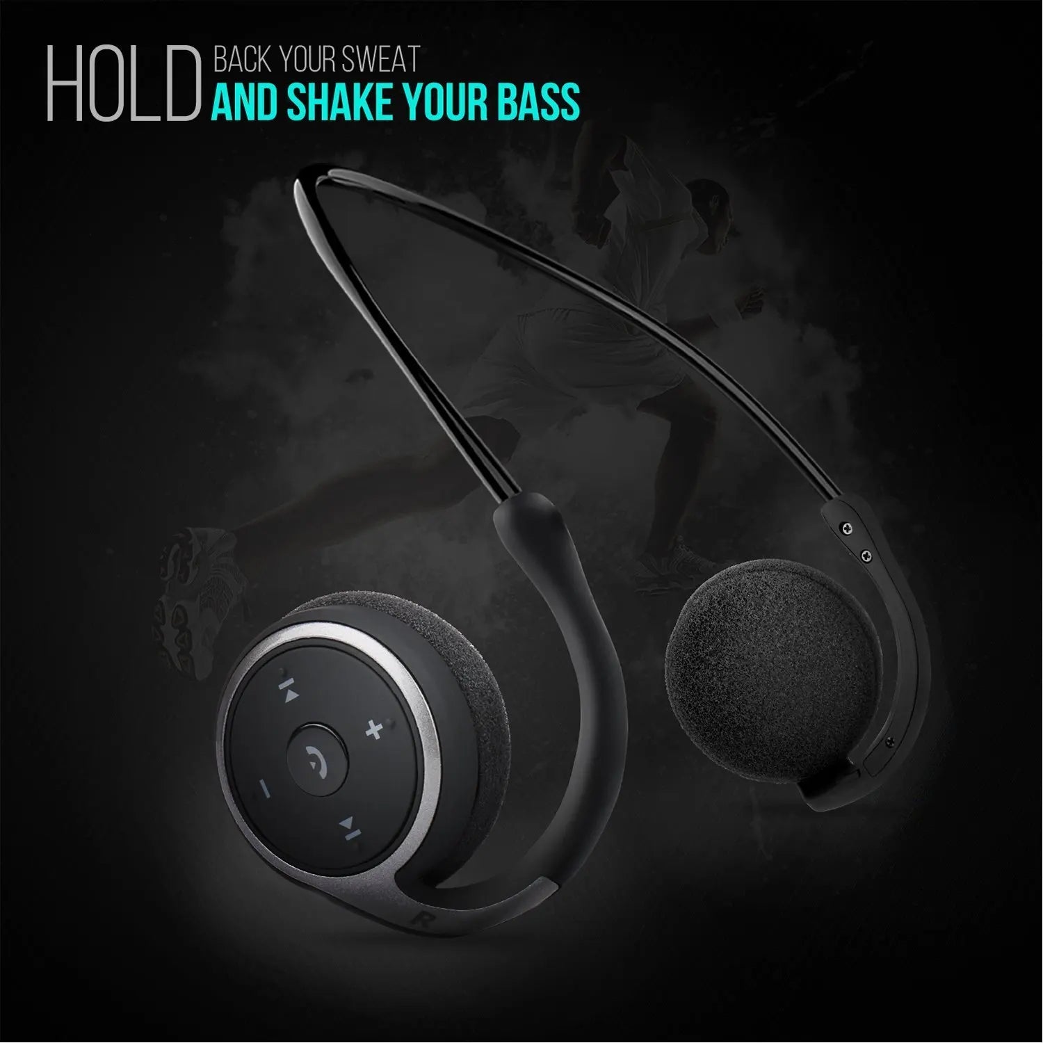 Bluetooth Headphones Wrap Around Head Sports Wireless Headset with Built in Microphone Foldable 12-Hour Playtime Stereo Headsets