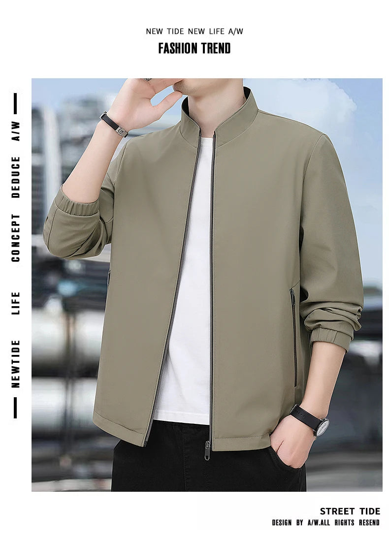 Jacket casual youth jacket stand up collar versatile men's windbreaker  high end men's top for spring and autumn