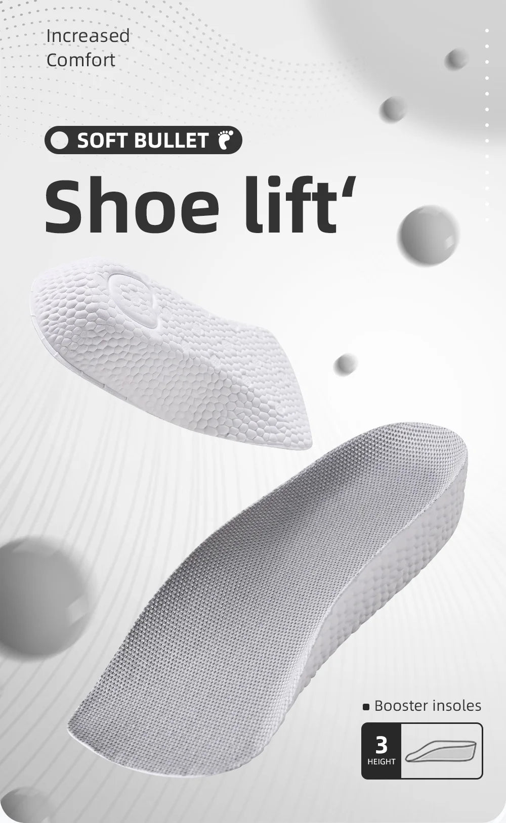 Arch Support Height Increase Insoles Half Pads Orthopedic Breathable Memory Foam 7 Points Lifts Shoe Pads Flat Feet Support